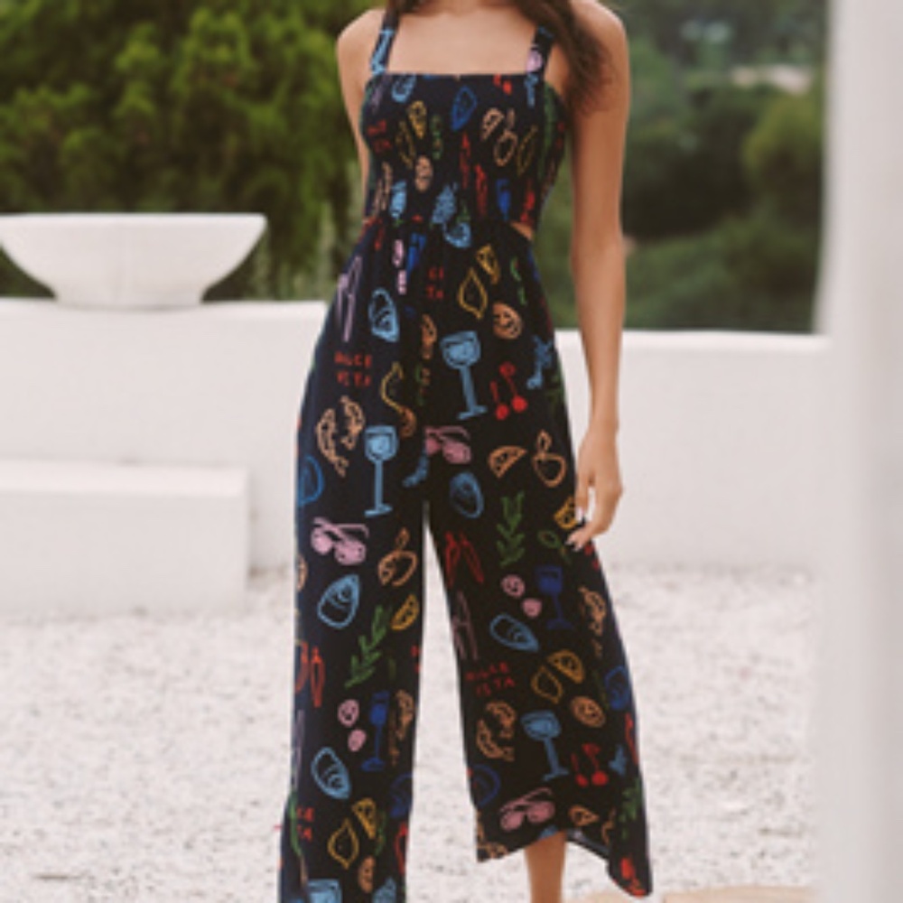 Jordan Nickson Square-Neck Smocked Cutout Jumpsuit / Size S / NWT